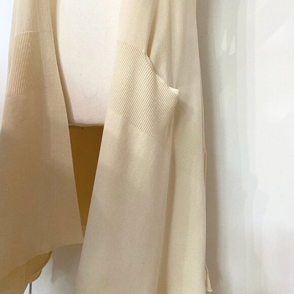 UCHUU MONTREAL CREAM SLEEVELESS SLOUCHY LONG THIN KNIT OPEN CARDIGAN VEST - S/M - Picture 5 of 9